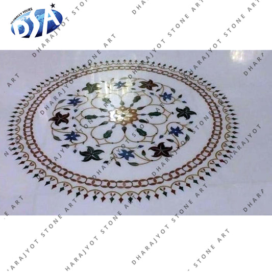 Polished Finish Multicolor Inlay Work On Marble