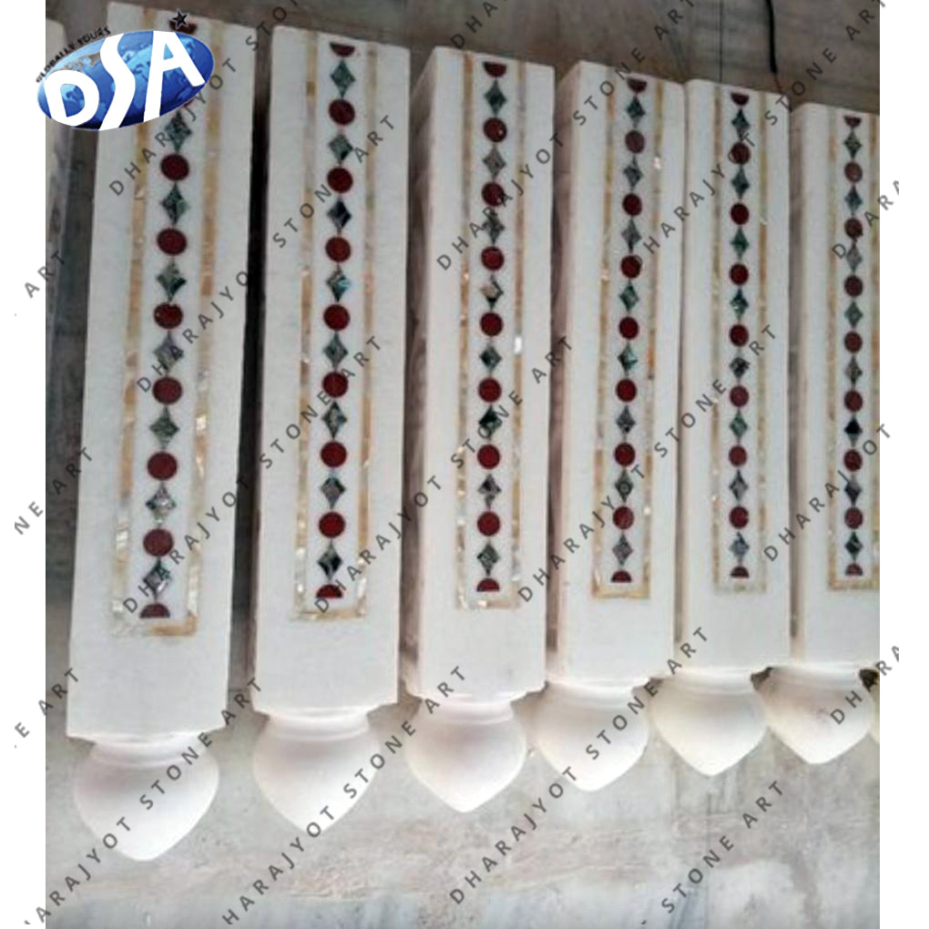 White Polished Marble Inlay Border