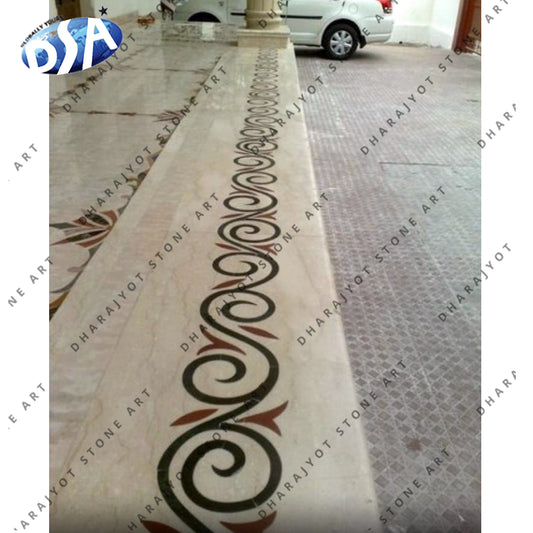 Dark emperador marble flooring border designs for projects