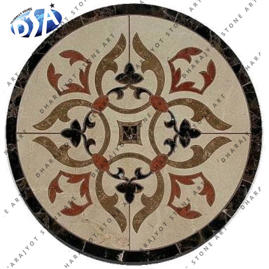 Natural Marble Stone Inlay Waterjet Medallion For Hotel Hall