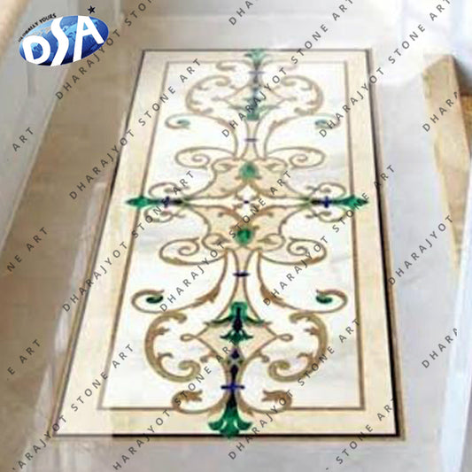 Luxury indoor inlay high polished brown medallion marble waterjet marble flooring
