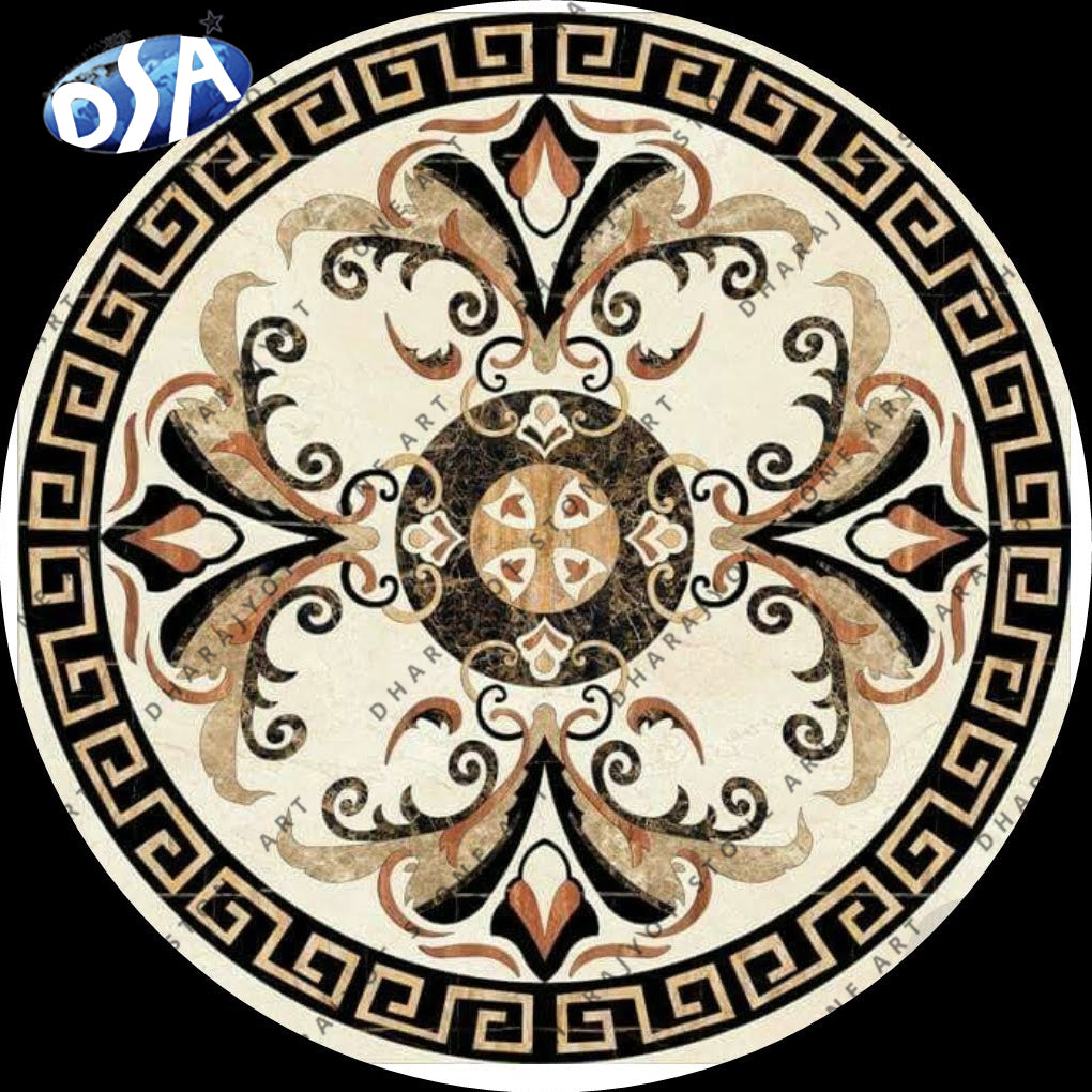 Round shape waterjet inlay elevator marble flooring design, Beautiful marble floors design