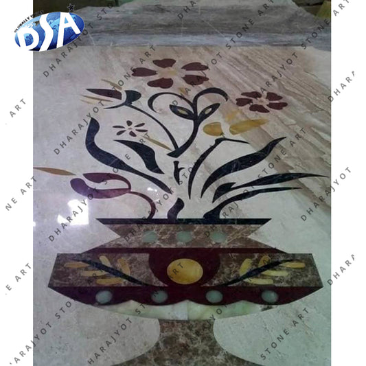 Marble Inlay Flooring Water Jet Tiles for Hotel Floor Patterns