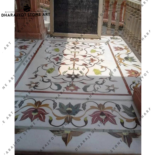 Rectangle Shape European Style Waterjet Marble Inlay Flooring