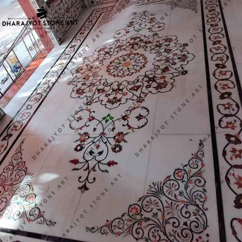 Luxurious Decor Natural Stone Waterjet Medallion Marble Inlay Flooring
