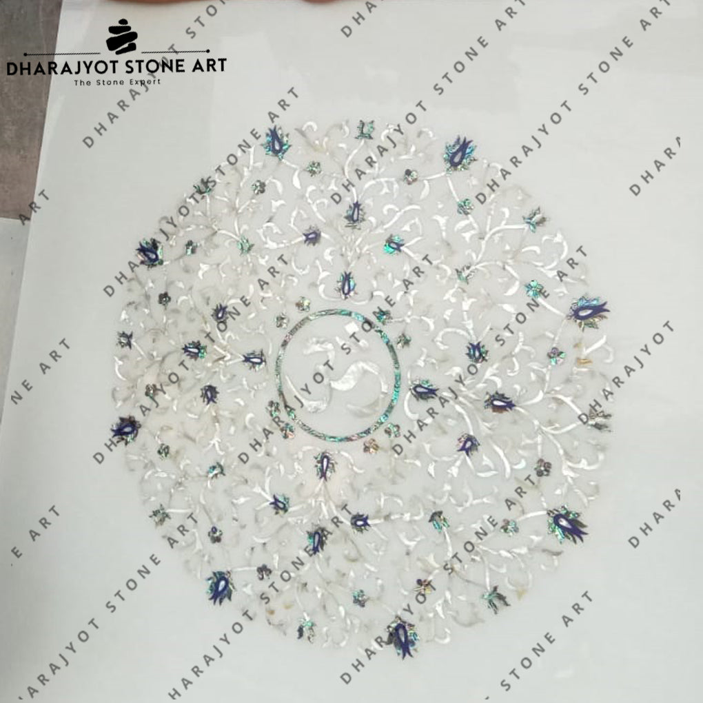 Handmade White Mable Inlay Octagonal Shape Inlay Flooring