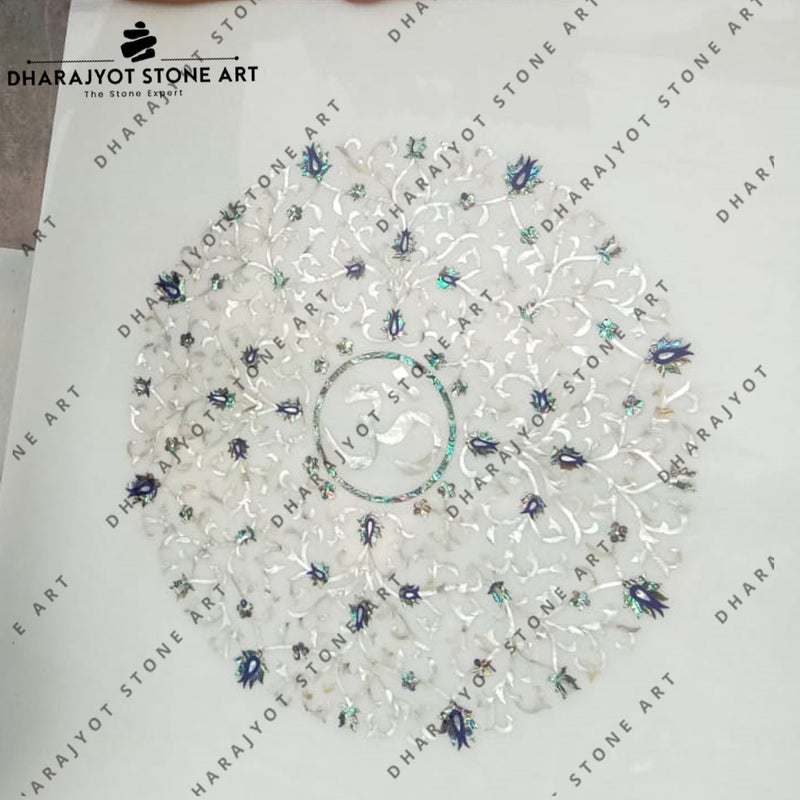 Handmade White Mable Inlay Octagonal Shape Inlay Flooring