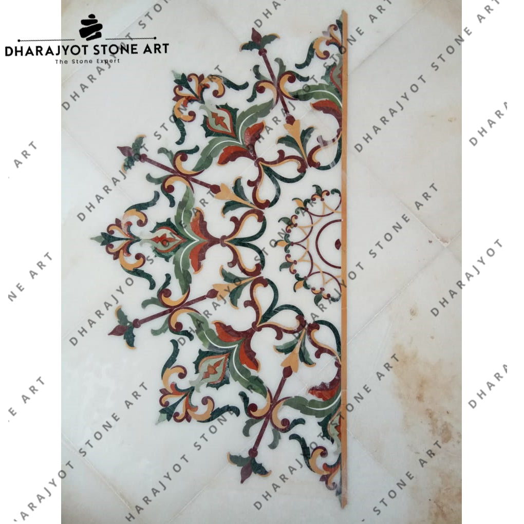 Natural Stone Waterjet Inlay Marble Flower Design Flooring