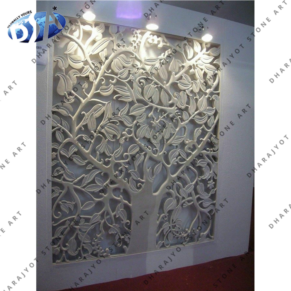 White Marble Designer Panel Jali Screen