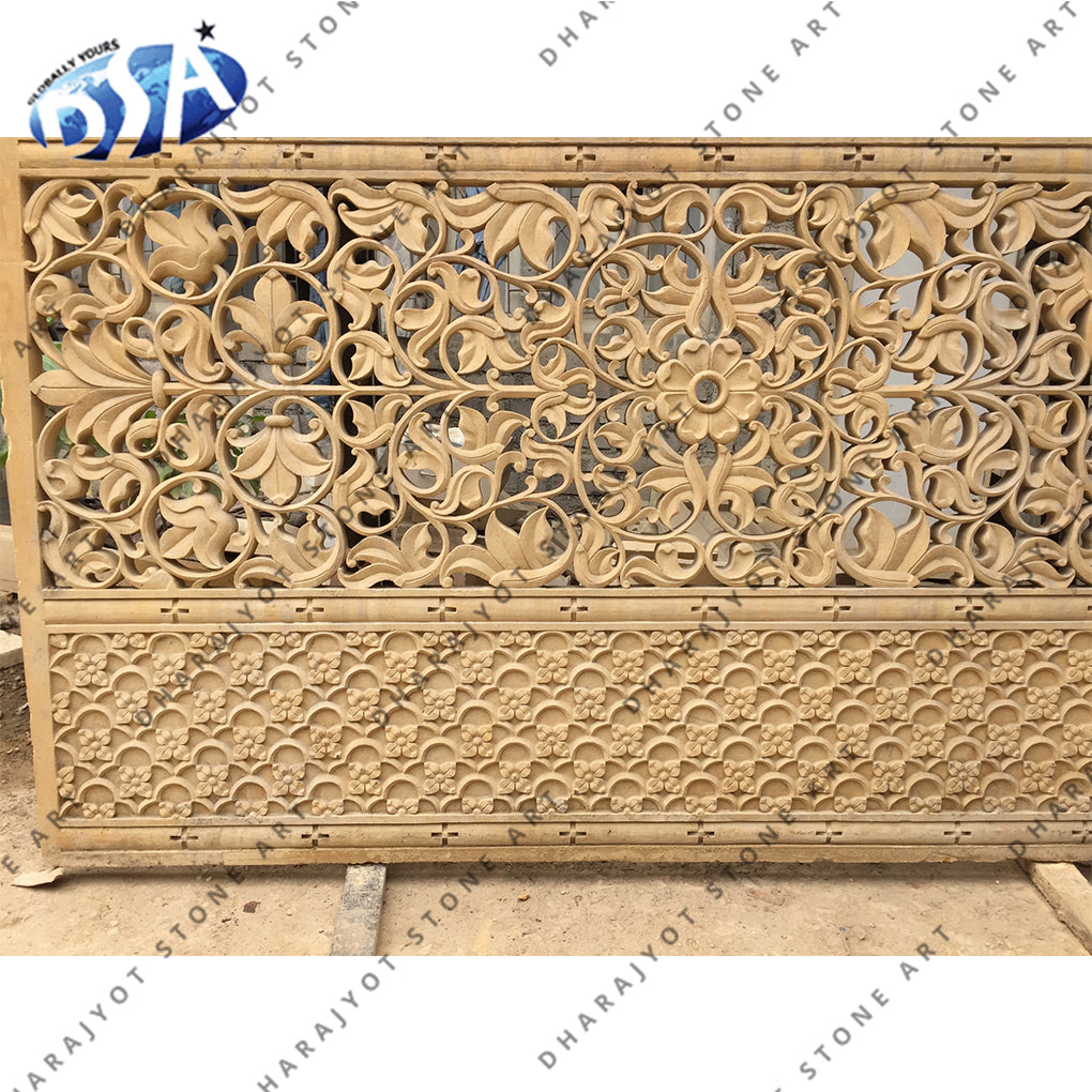 Rectangular Brown Sandstone Exterior Design Jali