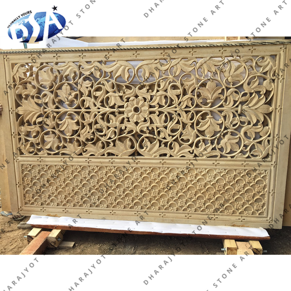 Rectangular Brown Sandstone Exterior Design Jali