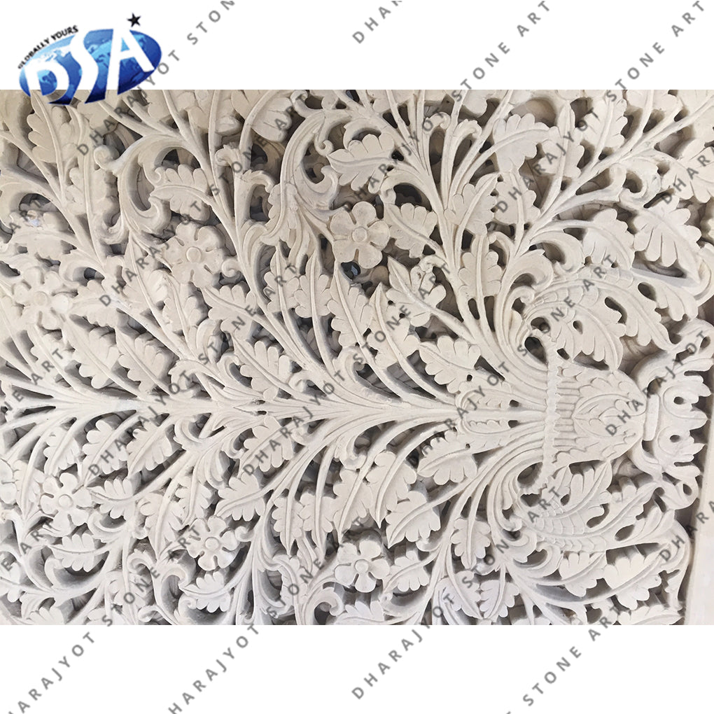 Antique Home Decor Handmade White Marble Jali