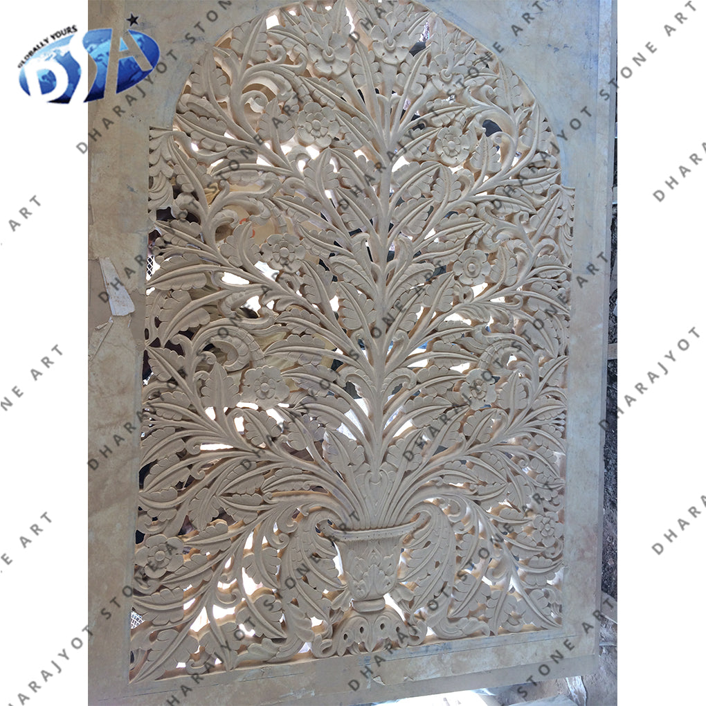 Antique Home Decor Handmade White Marble Jali