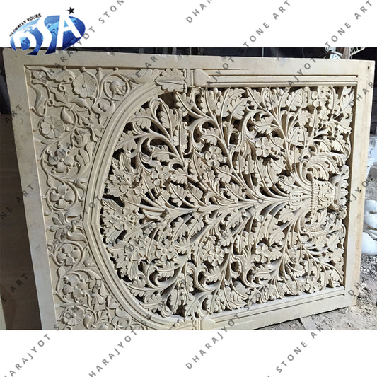 Antique Home Decor Handmade White Marble Jali