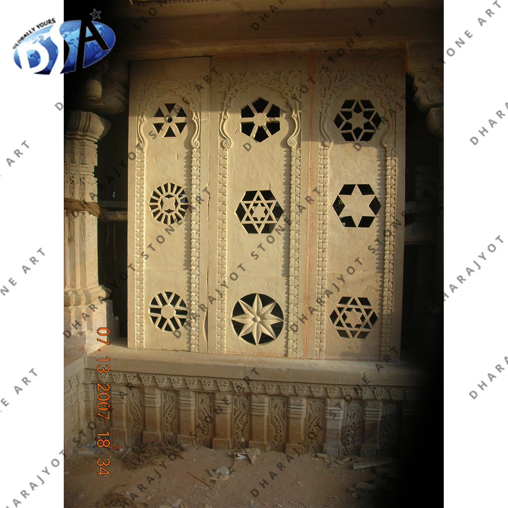 Polished Sandstone Indoor Rectangular Jali Screen