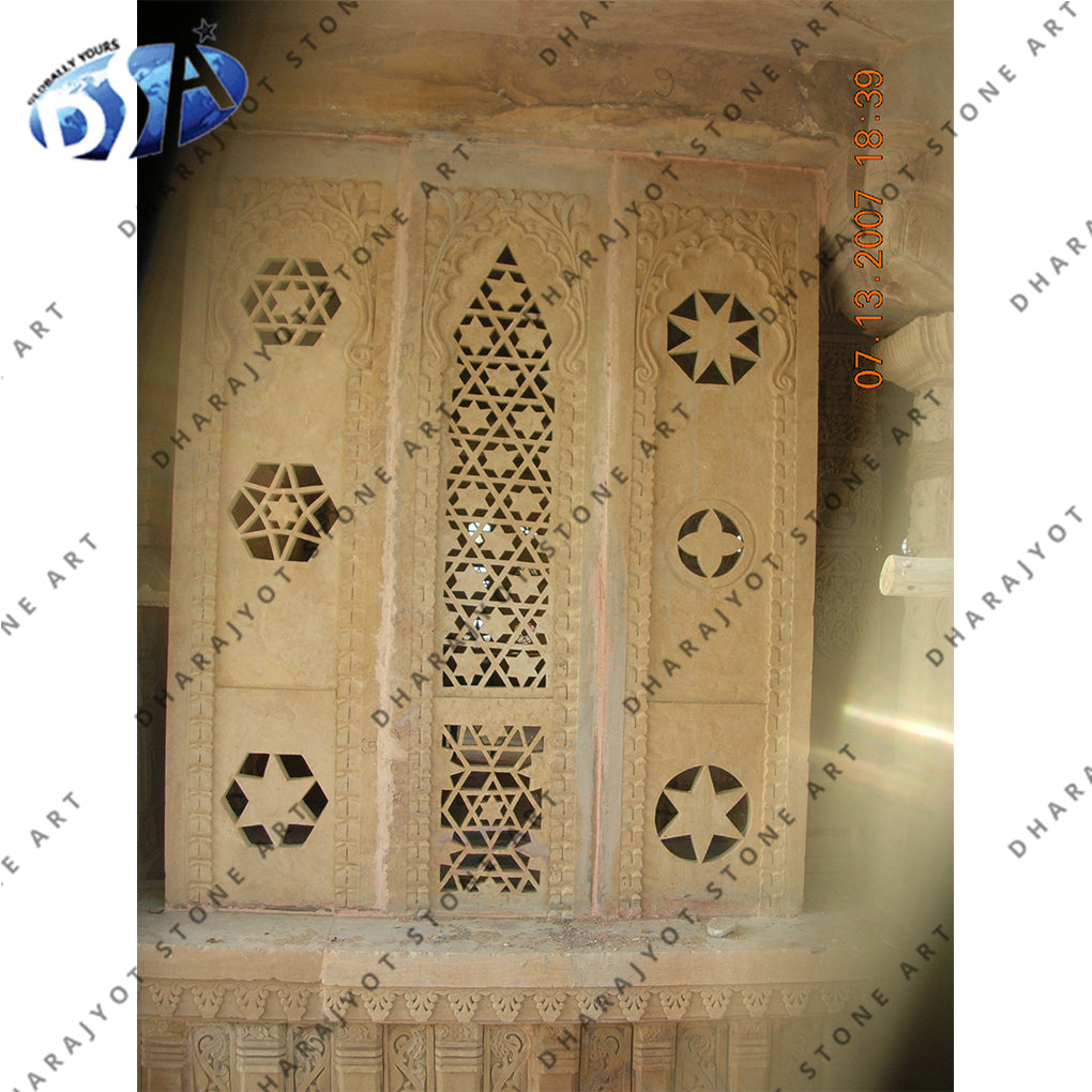 Polished Sandstone Indoor Rectangular Jali Screen