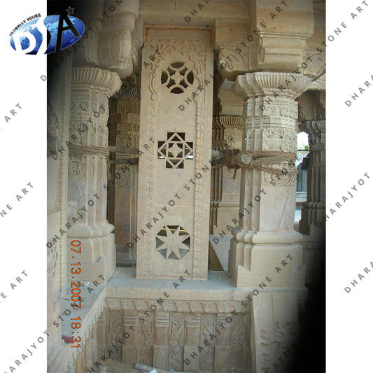 Polished Sandstone Indoor Rectangular Jali Screen