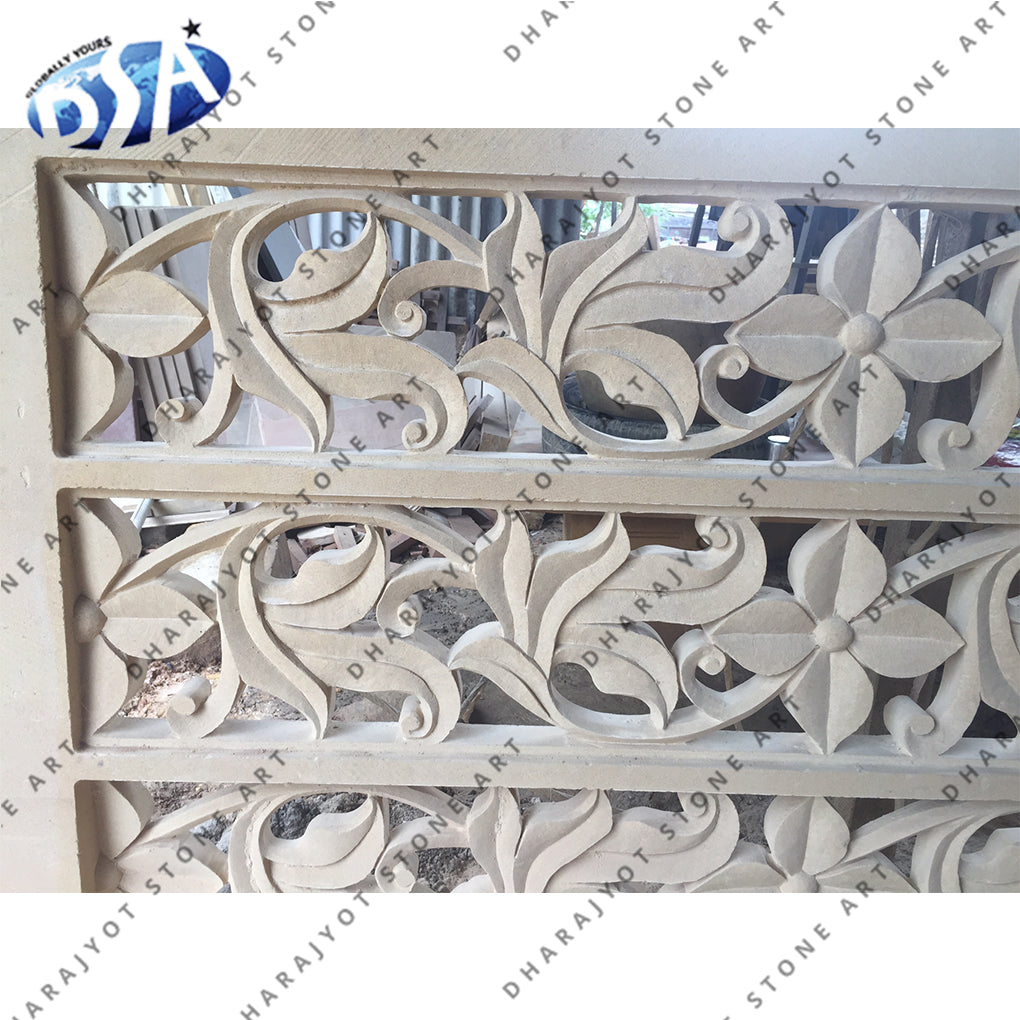 White Sandstone Decorative  Window Jali Screen