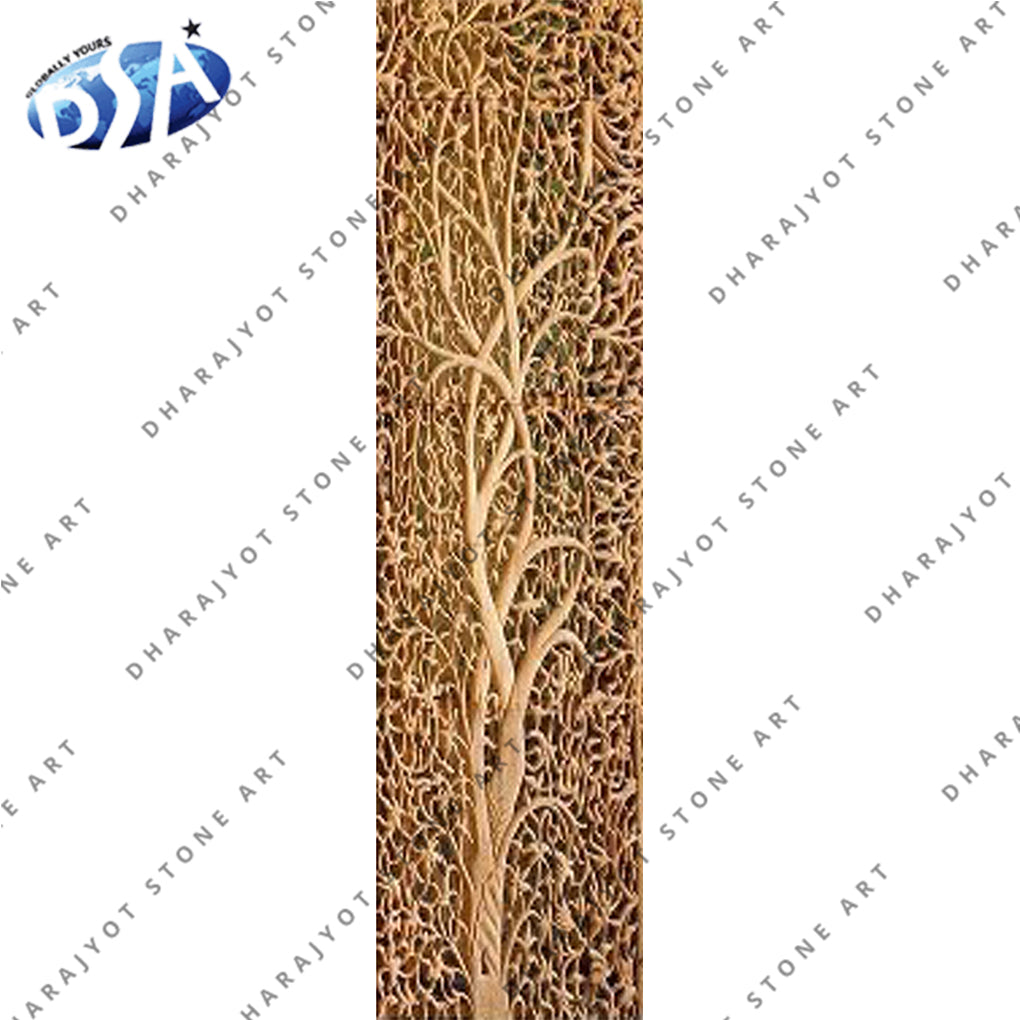 Outdoor Square Yellow Sandstone Mazar Jali