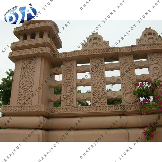 Yellow Sandstone Hand Carving Decoration Balcony Jali