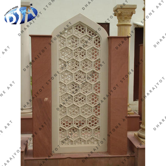 Interior Decorative Wall Mural Cnc Engraving Sandstone Jali
