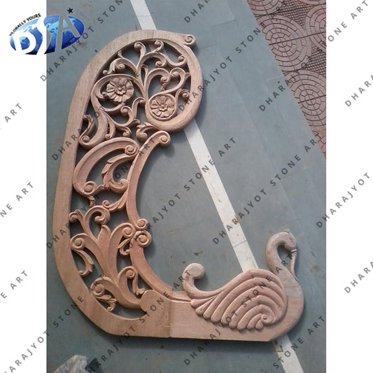 Peacock Sandstone Carving Design Window Jali