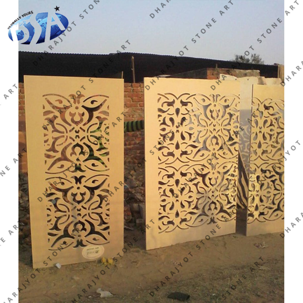 Brown Stone Cutting CNC Jali