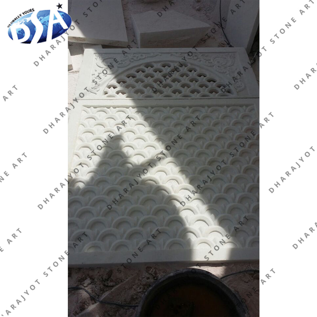 White Marble Stone Panel Jali Screen