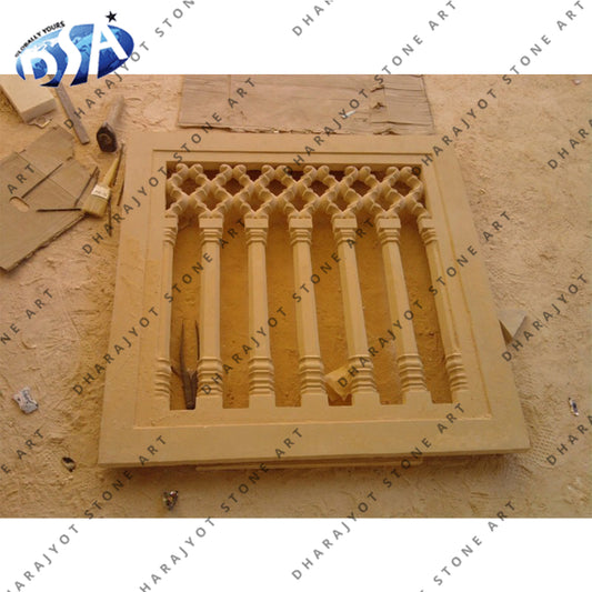 Yellow Carved Natural Sandstone Jali