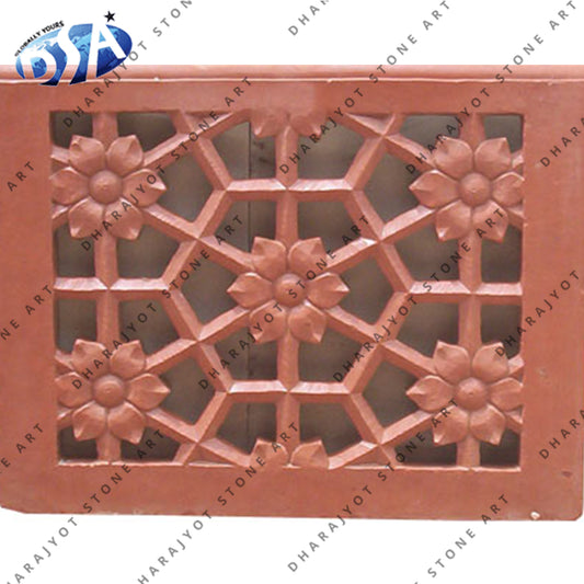 Agra Sandstone Polished Flower Designs Grill Jali