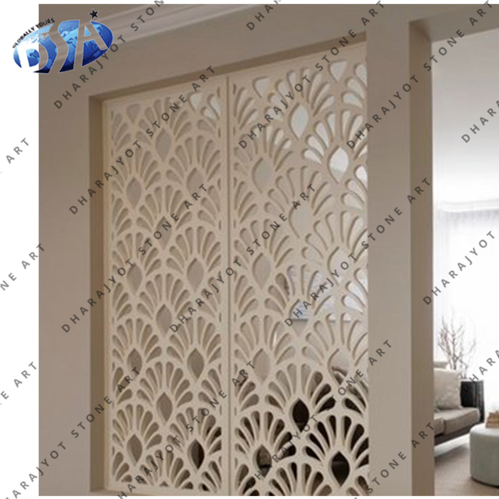 White Sandstone Balcony Decor Jali Screen
