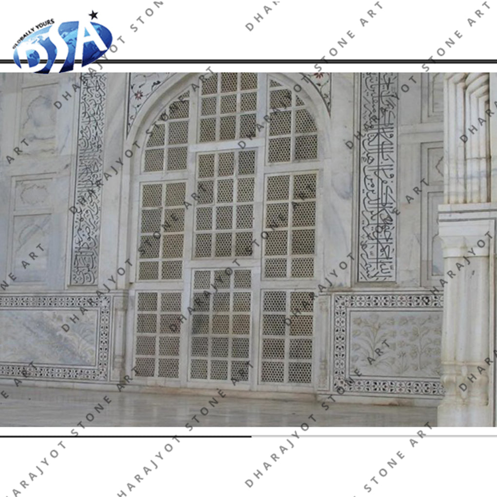 Rectangular White Marble Stone Jali