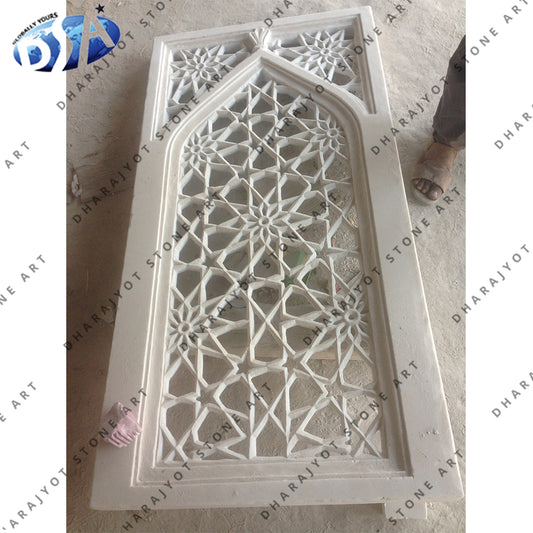 Hand Carved White Marble Stone Jali