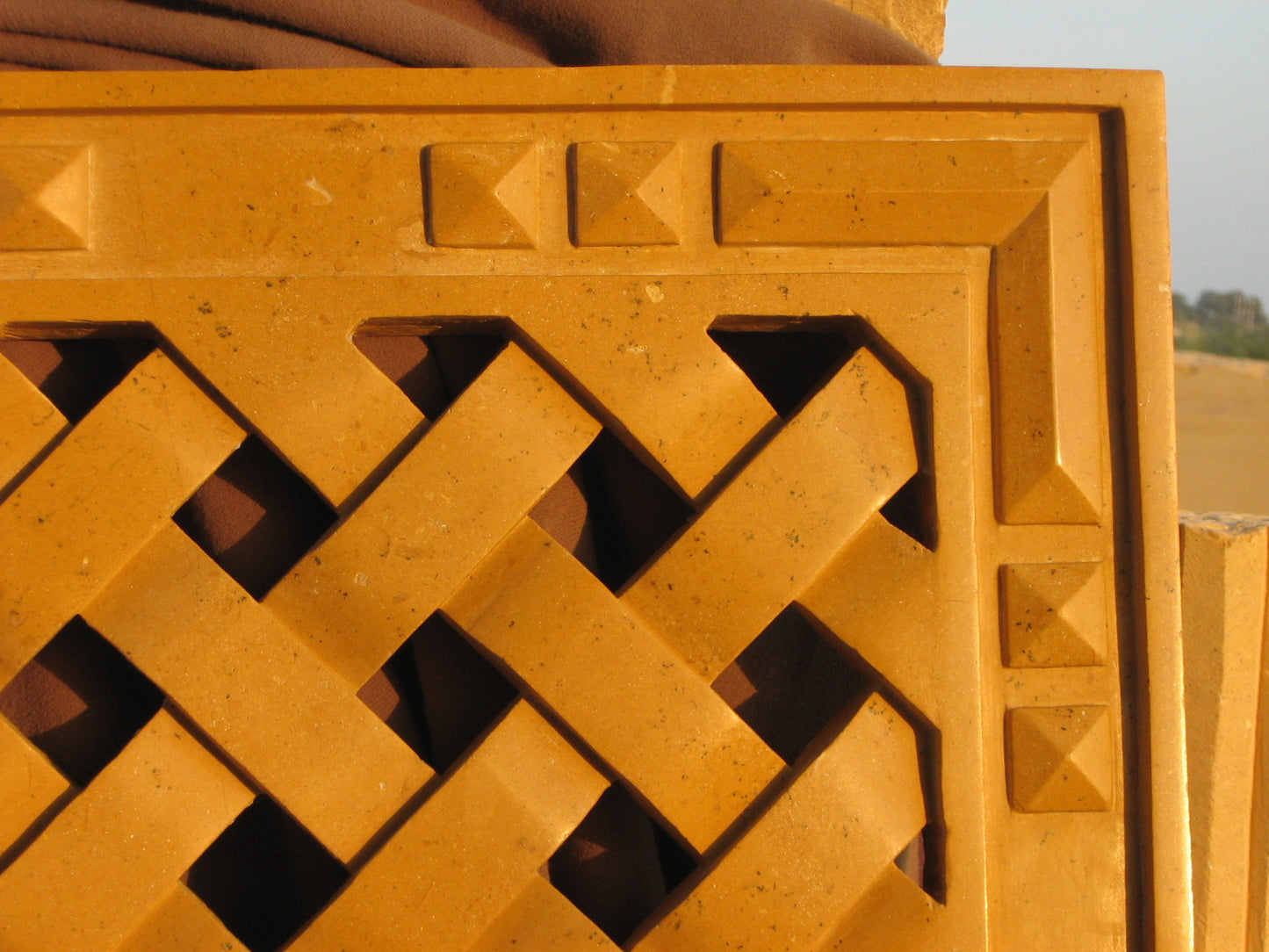 Yellow Marble Cross Design Jali Screen