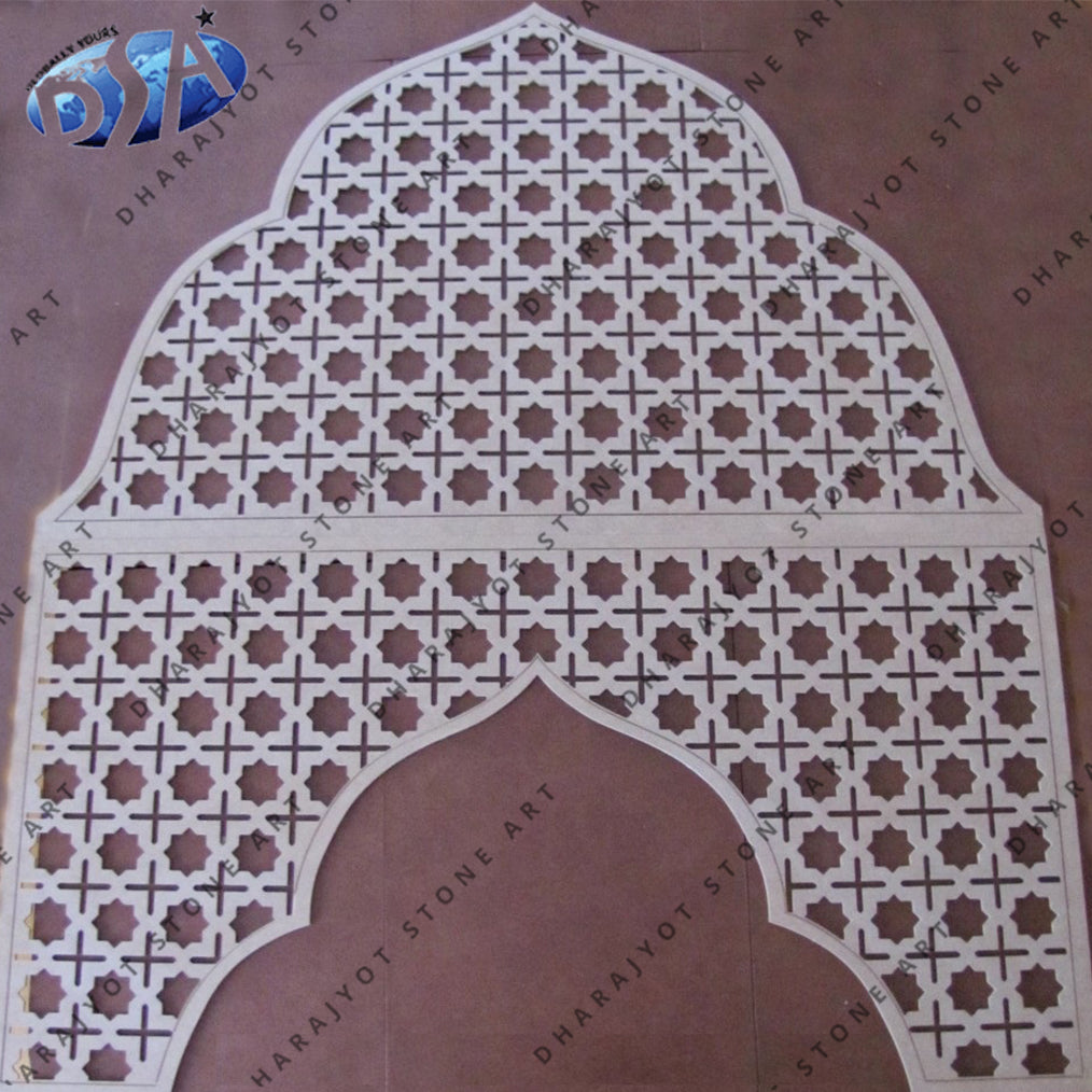 White Outdoor Marble Mehrab Jali