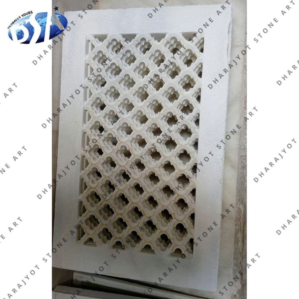 White  Polished Sandstone Jali Screen