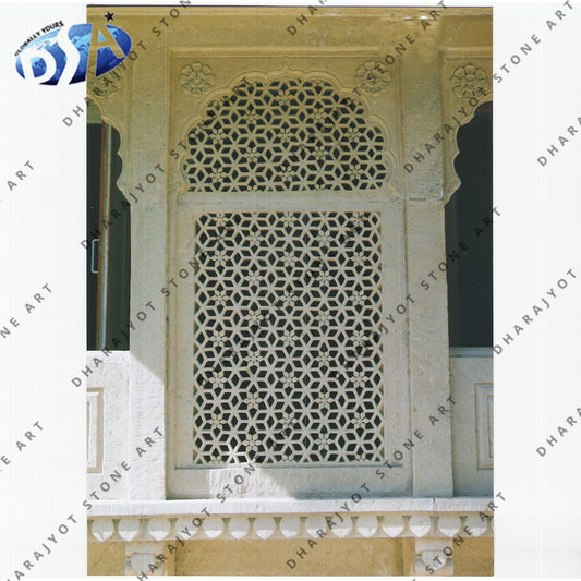 Yellow Sandstone Carved Window Jali
