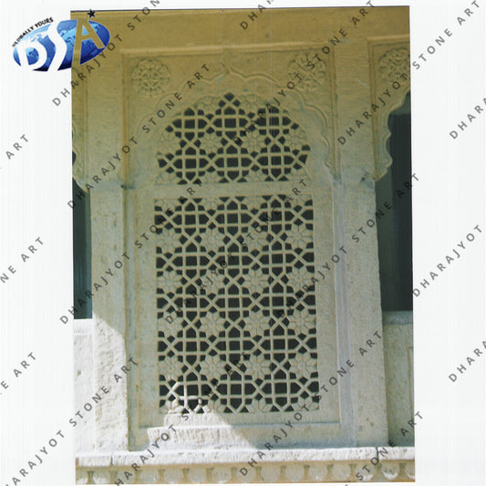 Traditional Yellow Sandstone Window Jali