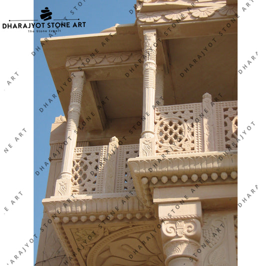 Yellow Sandstone Balcony Side Carved Jharokha
