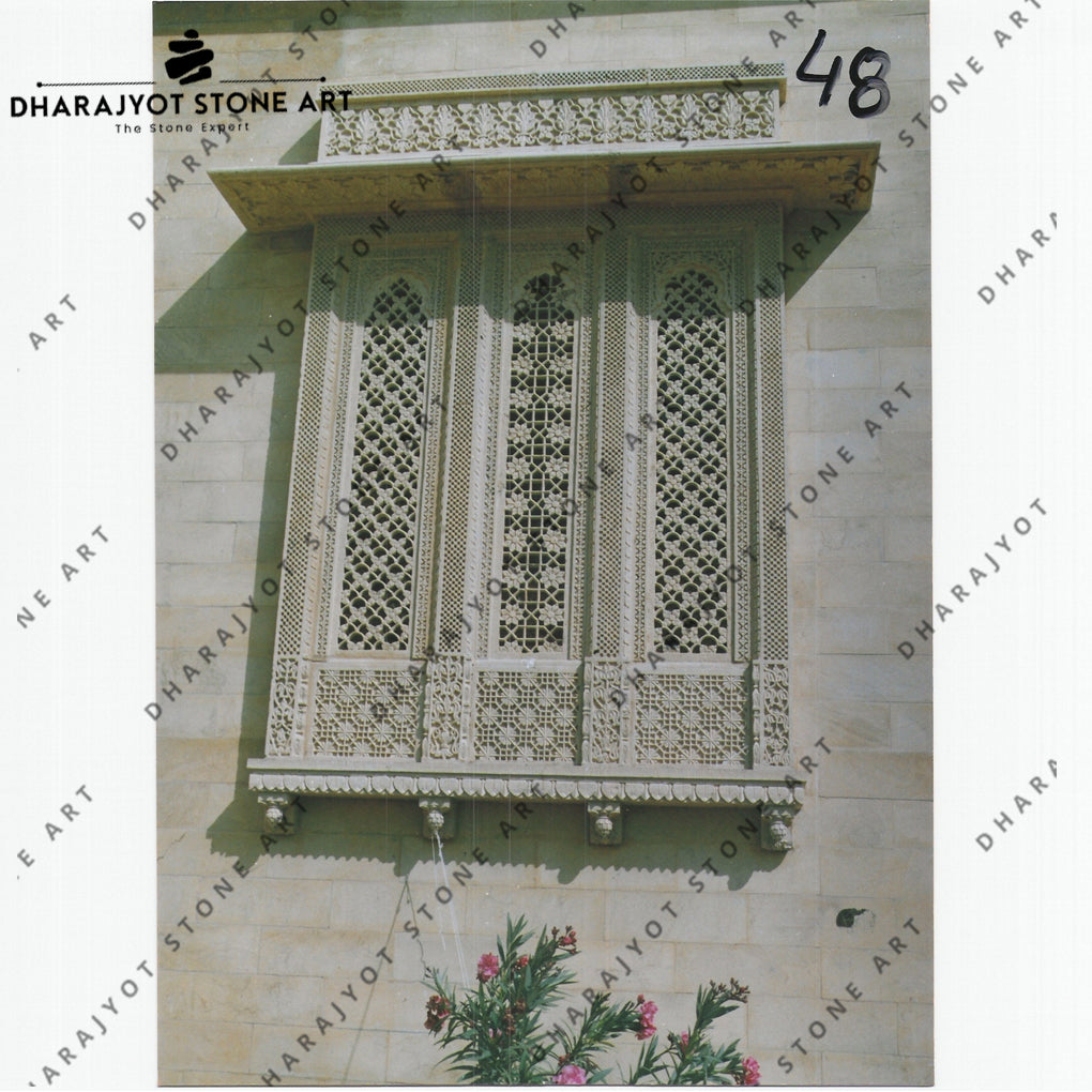 Mint Beige Sandstone Window Jharokha