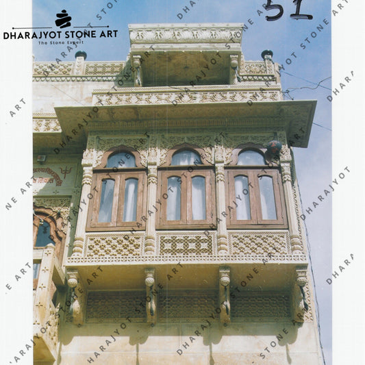 Yellow Stone Carving Window Jharokha