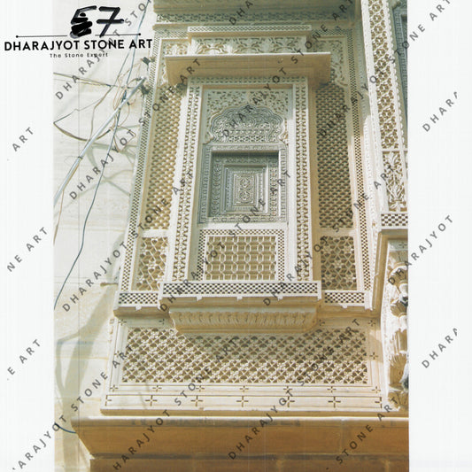 Yellow Sandstone Antique Design Jharokha