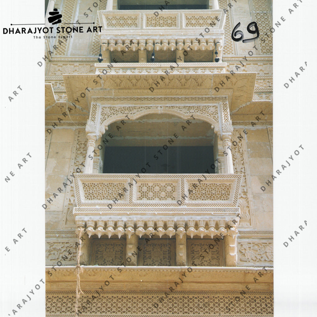 Mint Beige Sandstone Window Jharokha