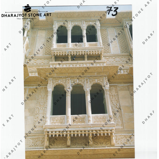 Mint Beige Window Sandstone Carving Jharokha