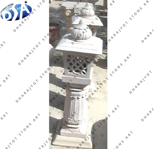 White Polished Modern Design Marble Pillar Lamp