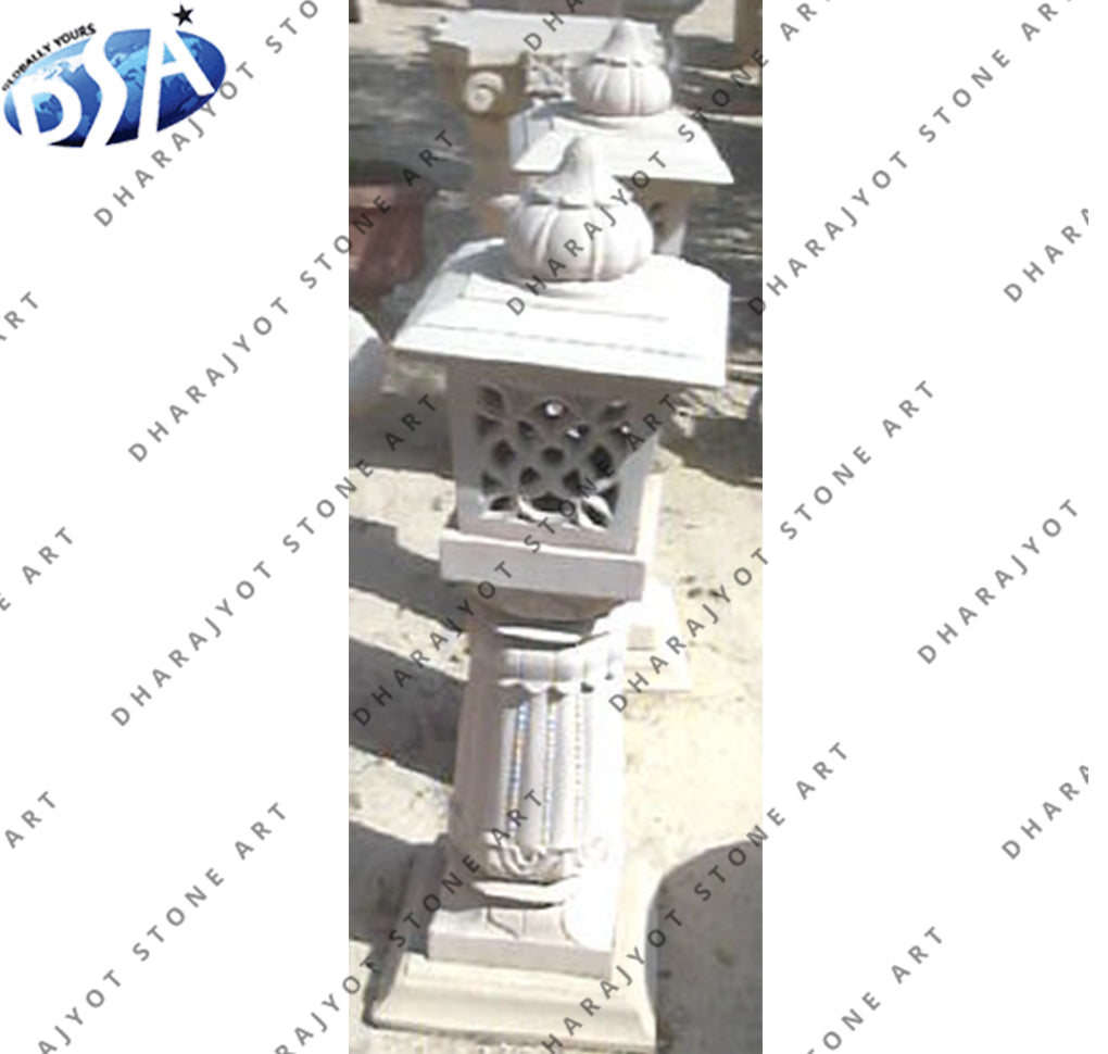 White Polished Modern Design Marble Pillar Lamp
