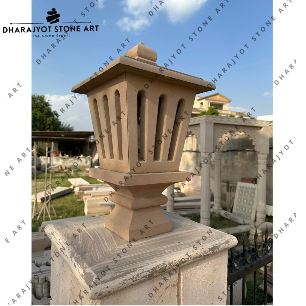 Outdoor Garden Hand Carved Natural Stone Lamp