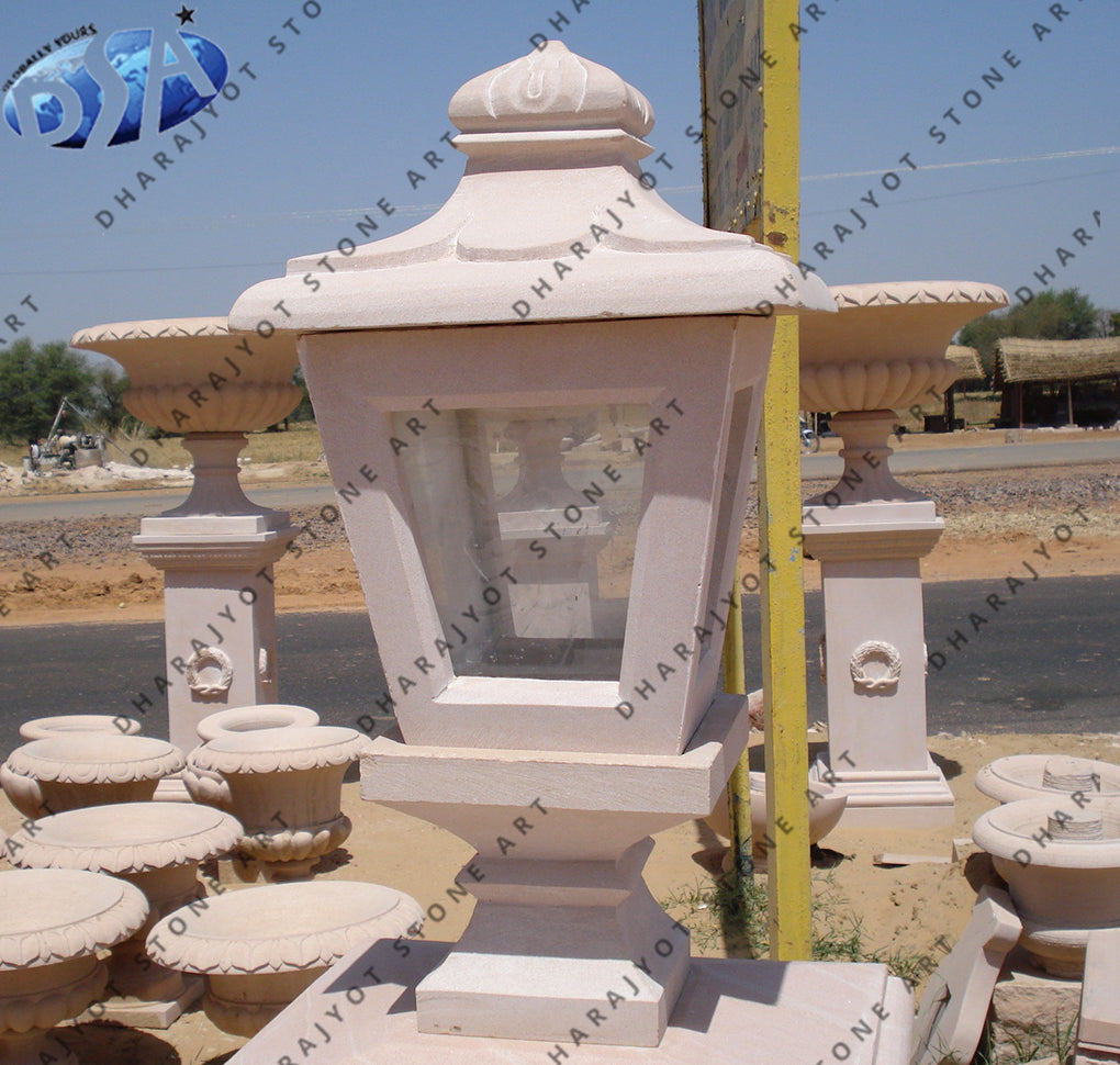 Pure White Antique Style Garden Stone Lamp
