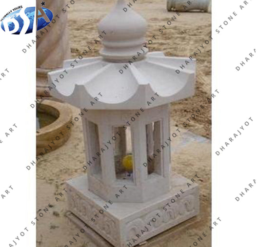 Outdoor Pavilion Natural Marble Stone Lamp