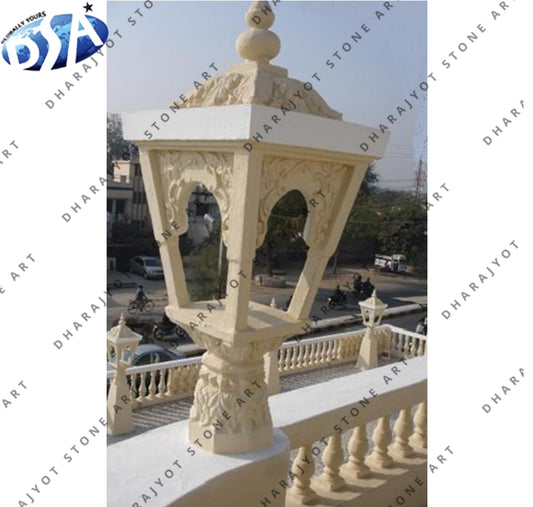 White Marble Outdoor Gate Lamp